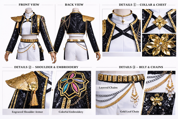 Kpop Demon Hunter Rumi Golden Costume & Wig