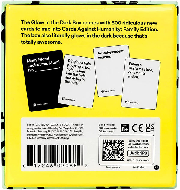Cards Against Humanity Family Edition Glow In The Dark Box