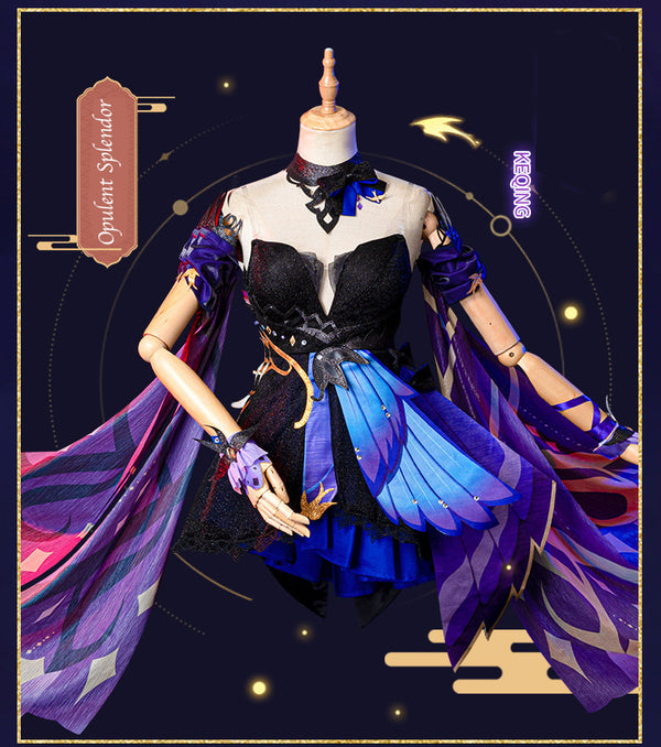 Genshin Impact Keqing Opulent Splendor Costume Dress Set