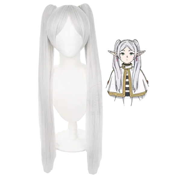 Frieren Beyond Journey's End cosplay wig long white twin tail anime character wig front view