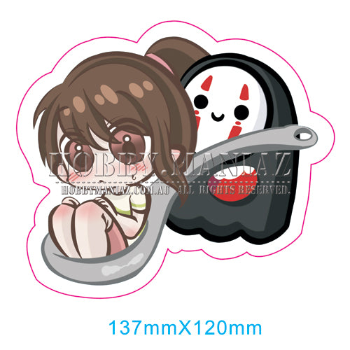 Spirited Away No Face Holding Chihiro with a Spoon Vinyl Decal Sticker