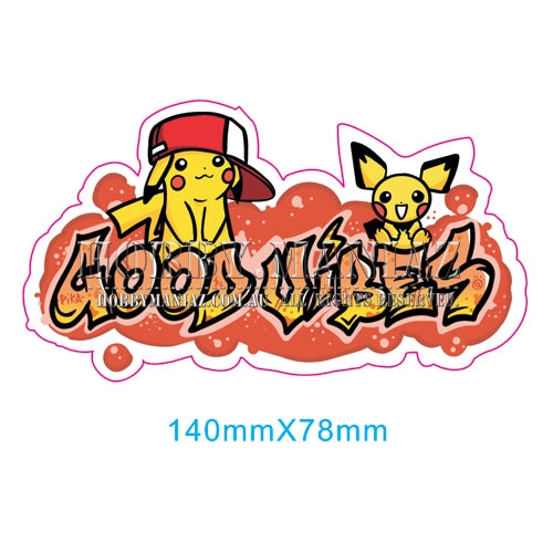 Pokémon Pikachu and Pichu Good Vibes Vinyl Sticker