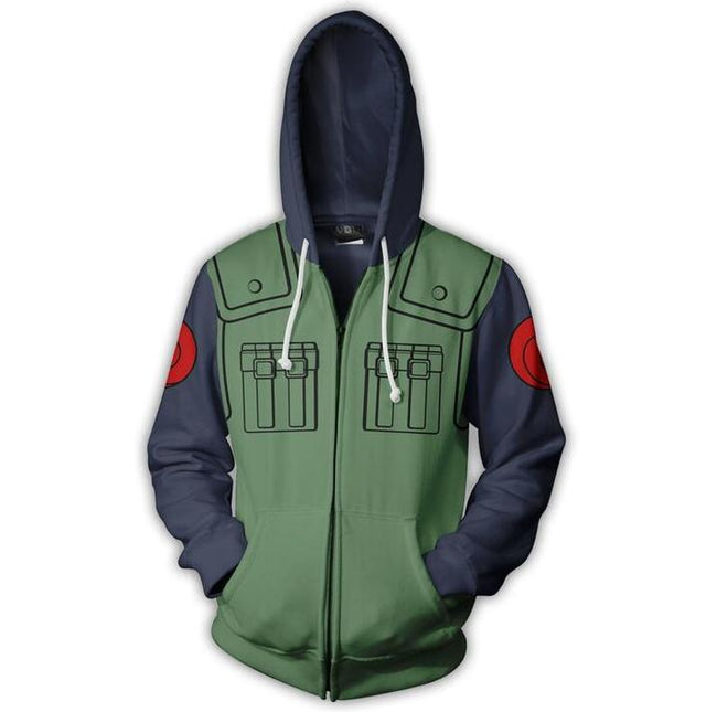 Naruto Shippuden Kakashi Hatake Inspired Zip-up Jacket Hoodie