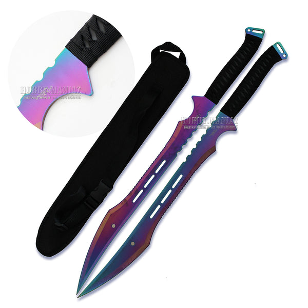 Ninja Warrior Full Tang Rainbow Twin Sword Machete Set